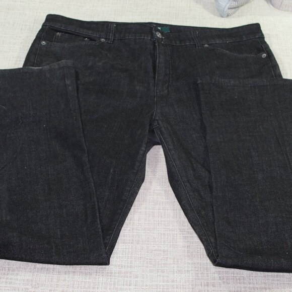 NWOT Lauren Ralph Lauren Size 16 Black Premier Straight Jeans - Picture 1 of 6